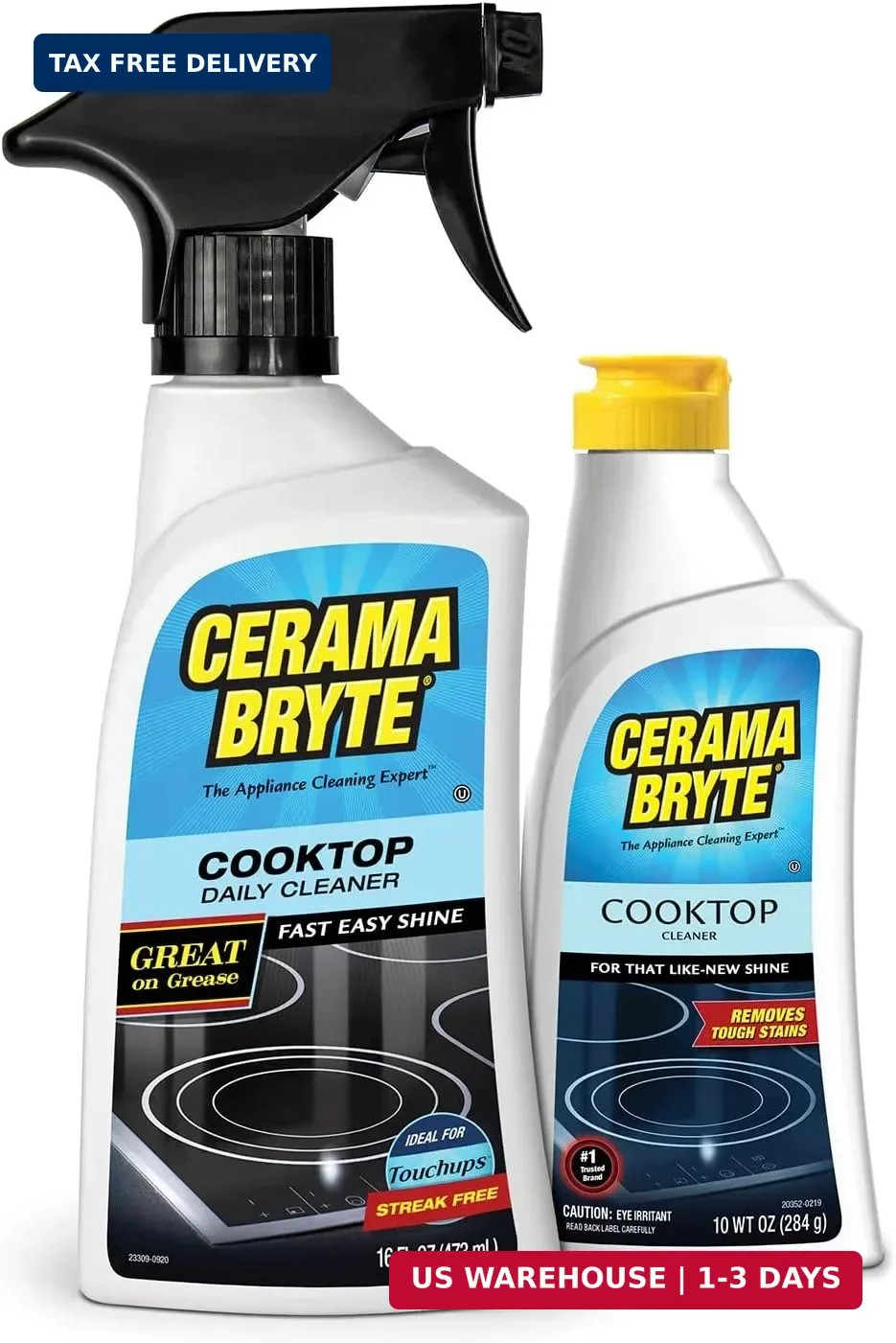 Cerama Bryte Cooktop Cleaner 10 oz & Daily Cooktop Spray 16 oz Combo