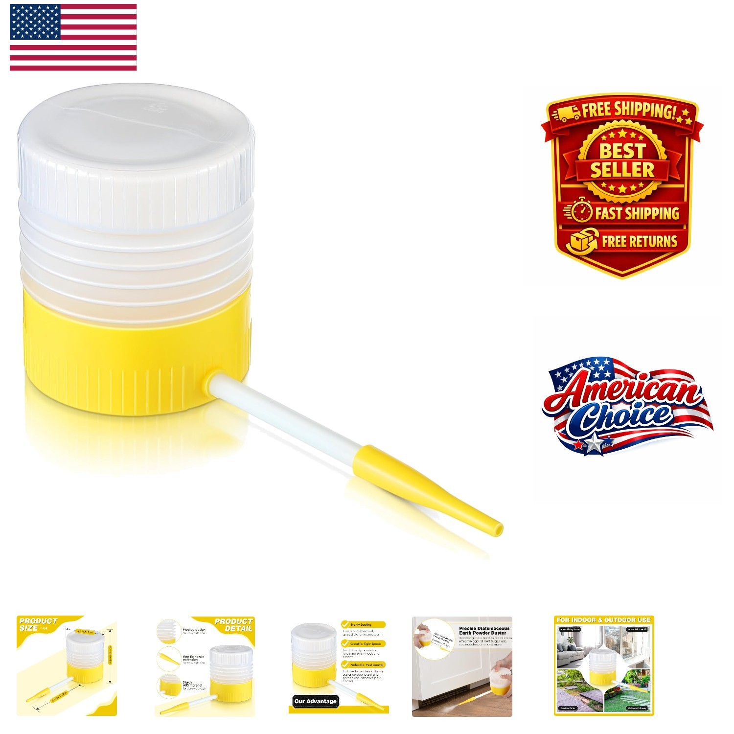 Diatomaceous Earth Powder Duster – 6 Inch Nozzle for Effective Pest Control