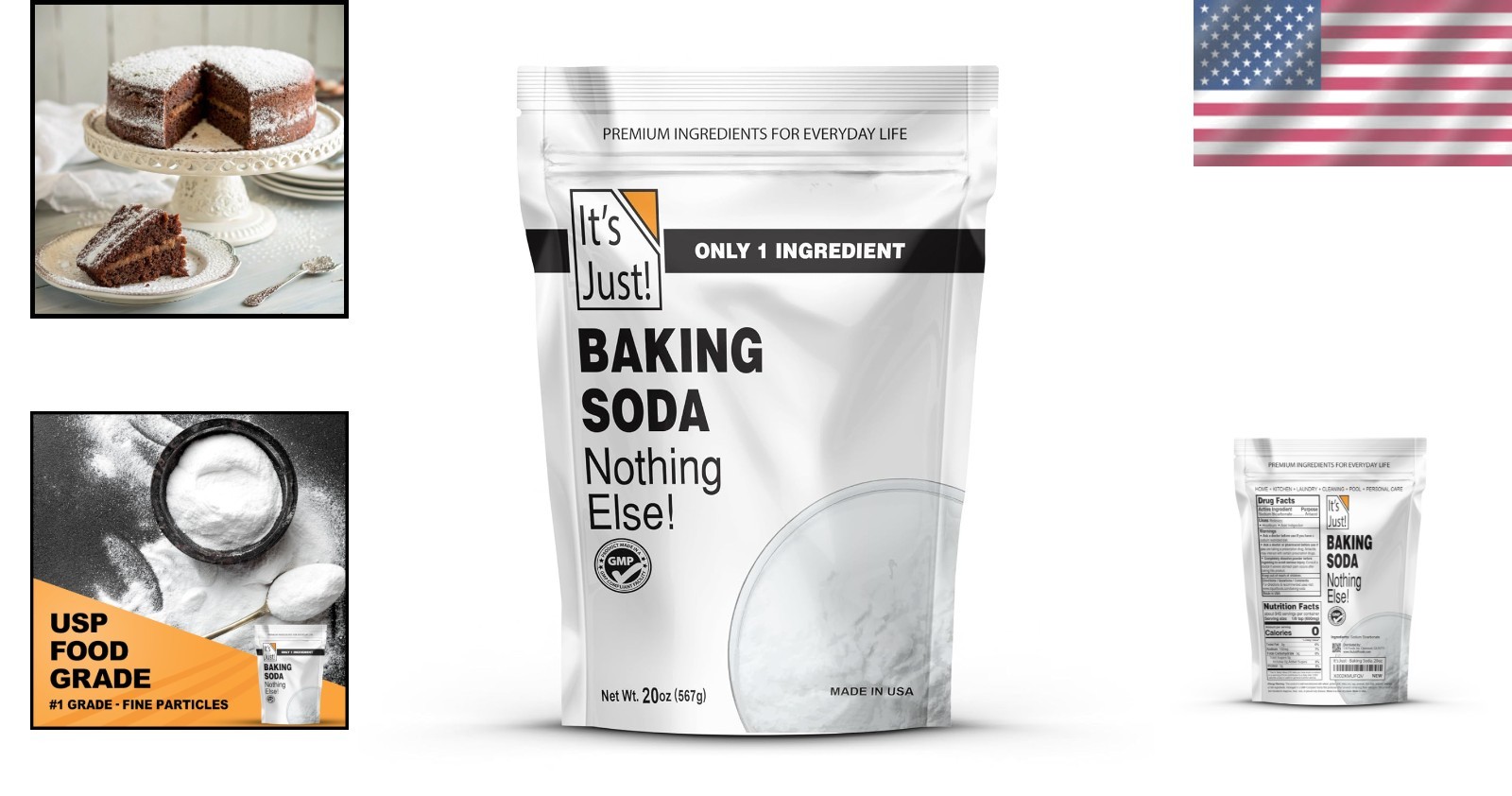 Non-GMO Baking Soda, 20 Oz – Pure Sodium Bicarbonate for Cooking & Cleaning