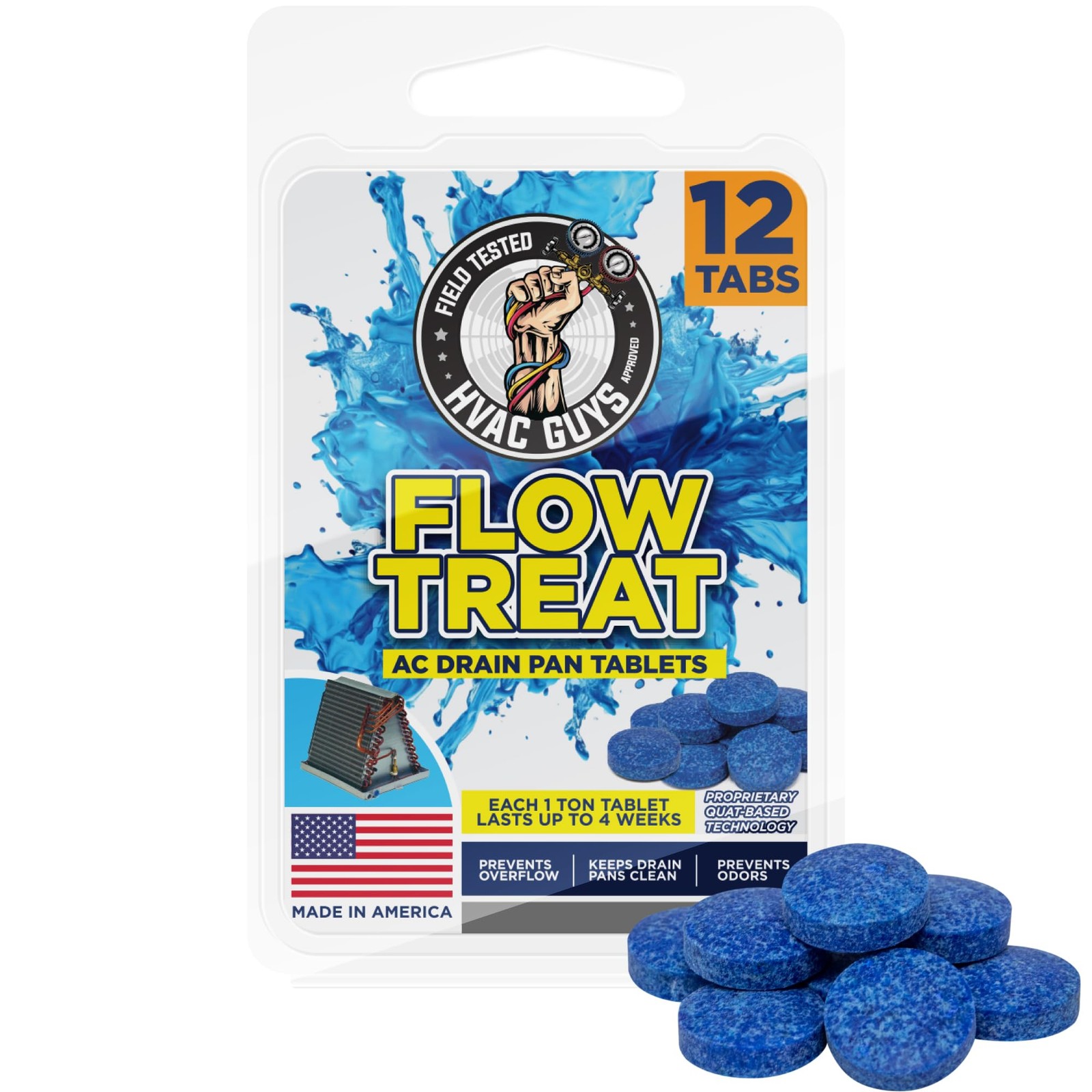 AC Drain Pan Tablets 12PK | Flow Treat Tablets Prevents Odors, Keeps HVAC Dra…