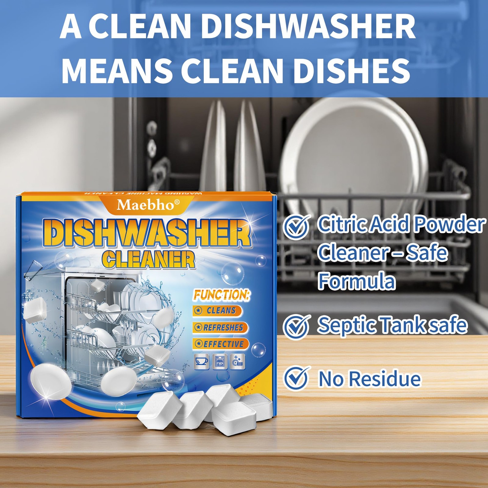 Dishwasher Cleaner and Deodorizer Tablets – 24 Pack, Natural Heavy Duty Deep …