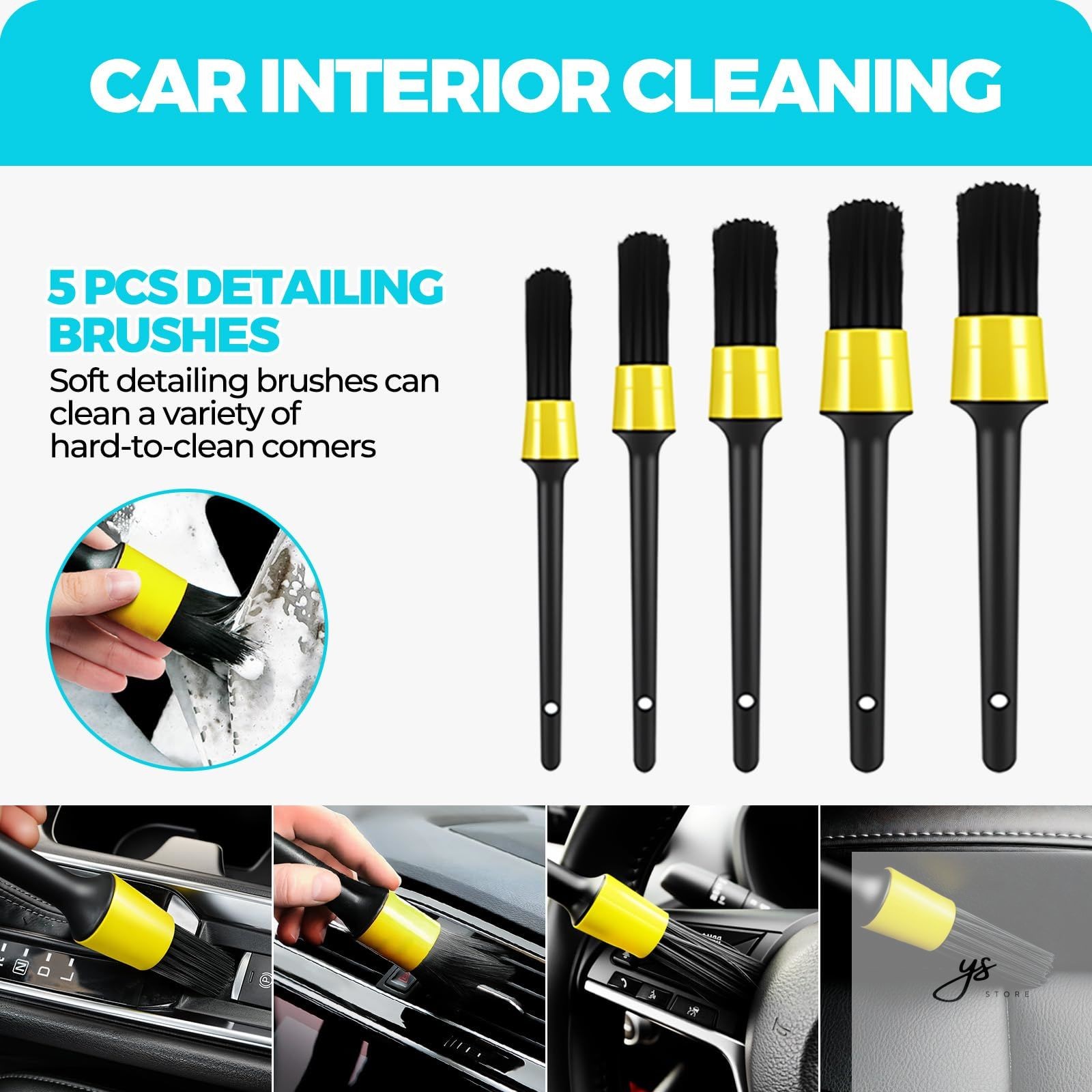 30Pcs Car Detailing Kit for Interior, Exterior and Wheel Cleaning Car Dusters