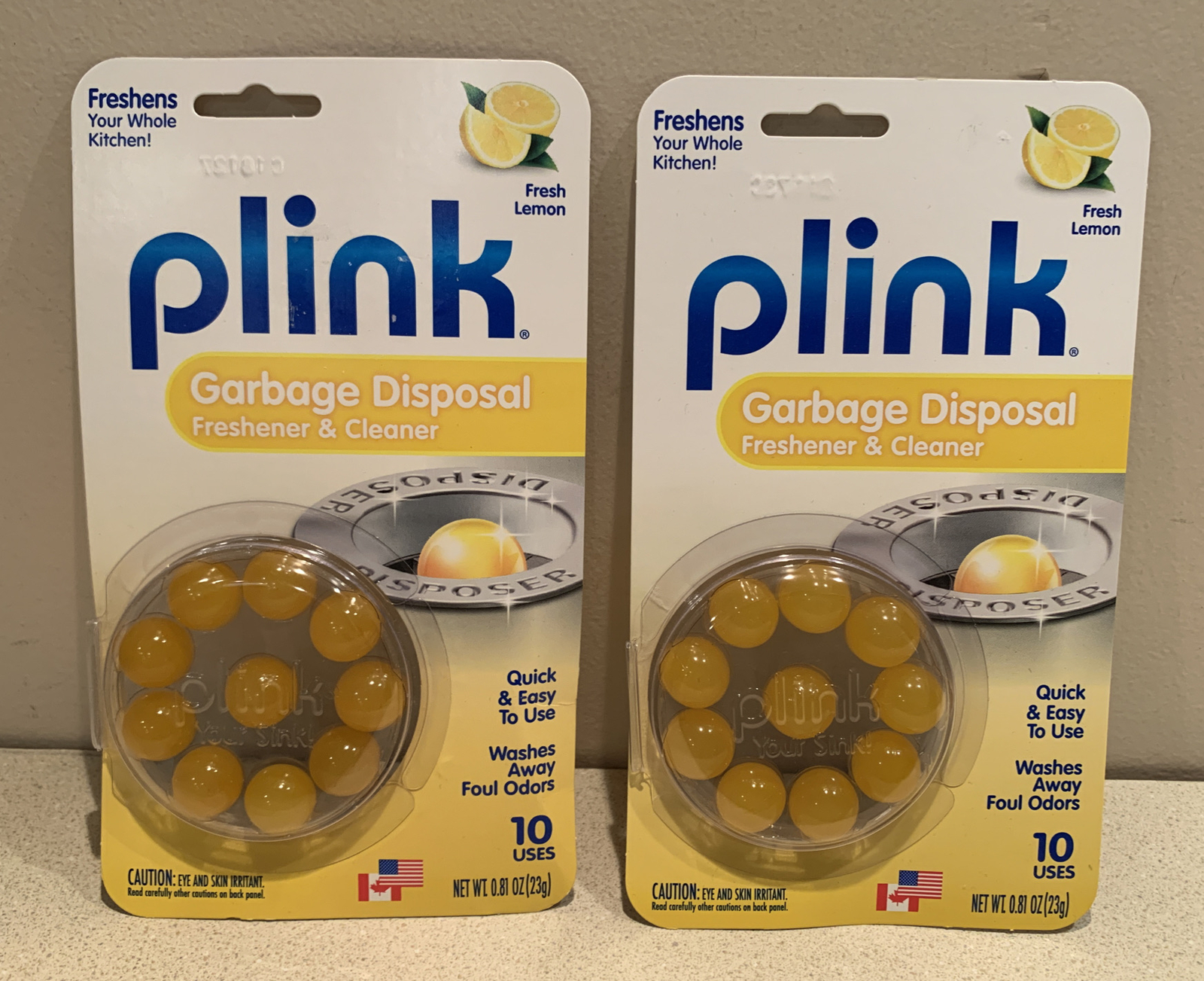 Plink Garbage Disposal Freshener & Cleaner. Fresh Lemon Scents (Set of 2). NEW