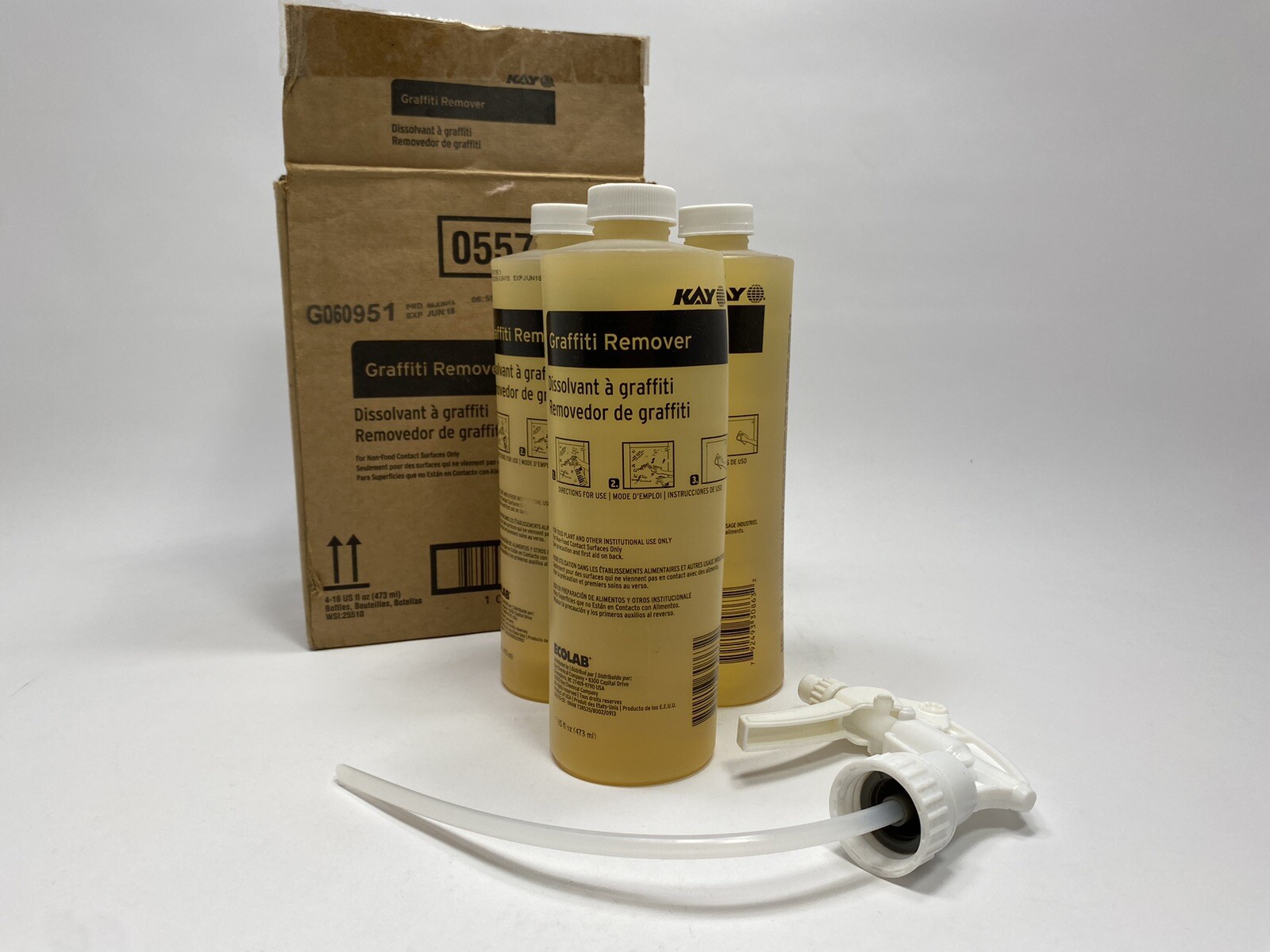 Kay Ecolab Graffiti Remover 05574-039 (3-16 fl oz bottles & 1 sprayer) NOS