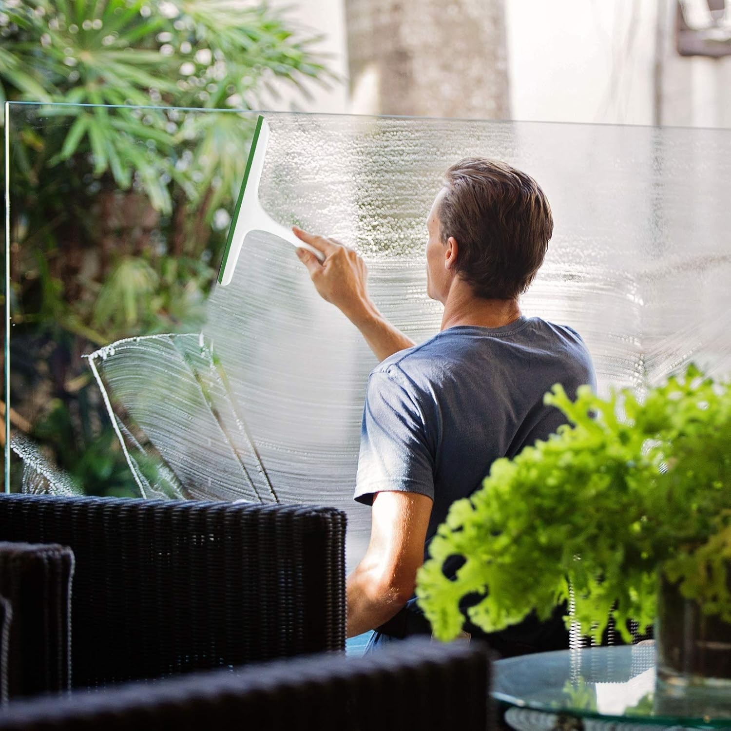 Dual-Edge Glass & Surface Squeegee Set for Sparkling Windows, Showers & Cars