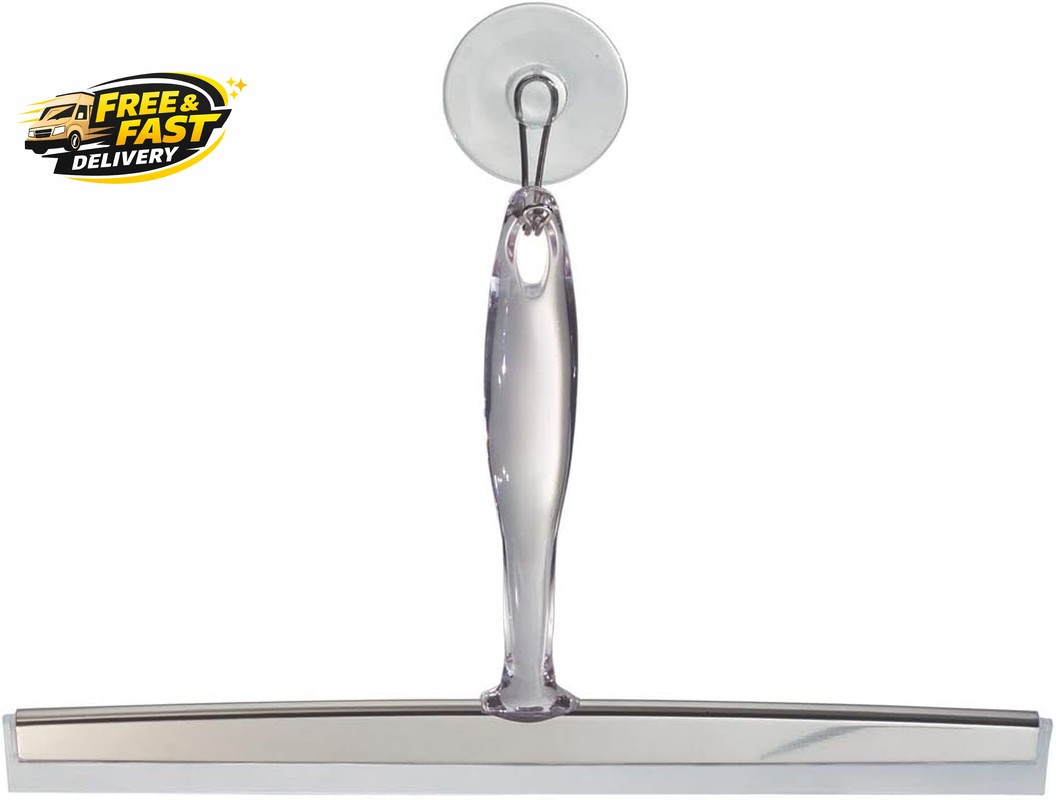 Idesign Zia Metal and Plastic Bathroom Squeegee for Shower, Glass Doors,