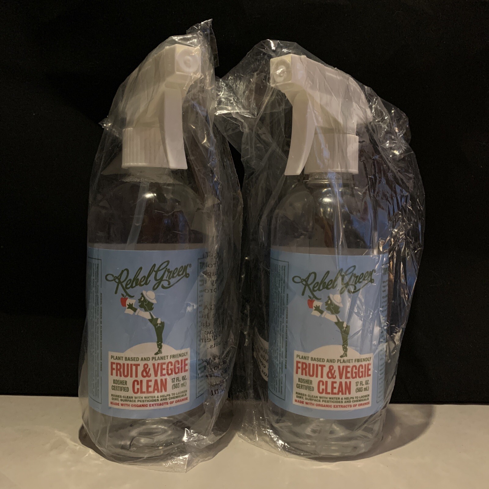 2 Bottles of REBEL GREEN, Fruit & Veggie Produce Wash, 17 Fl. Oz. Spray Bottle