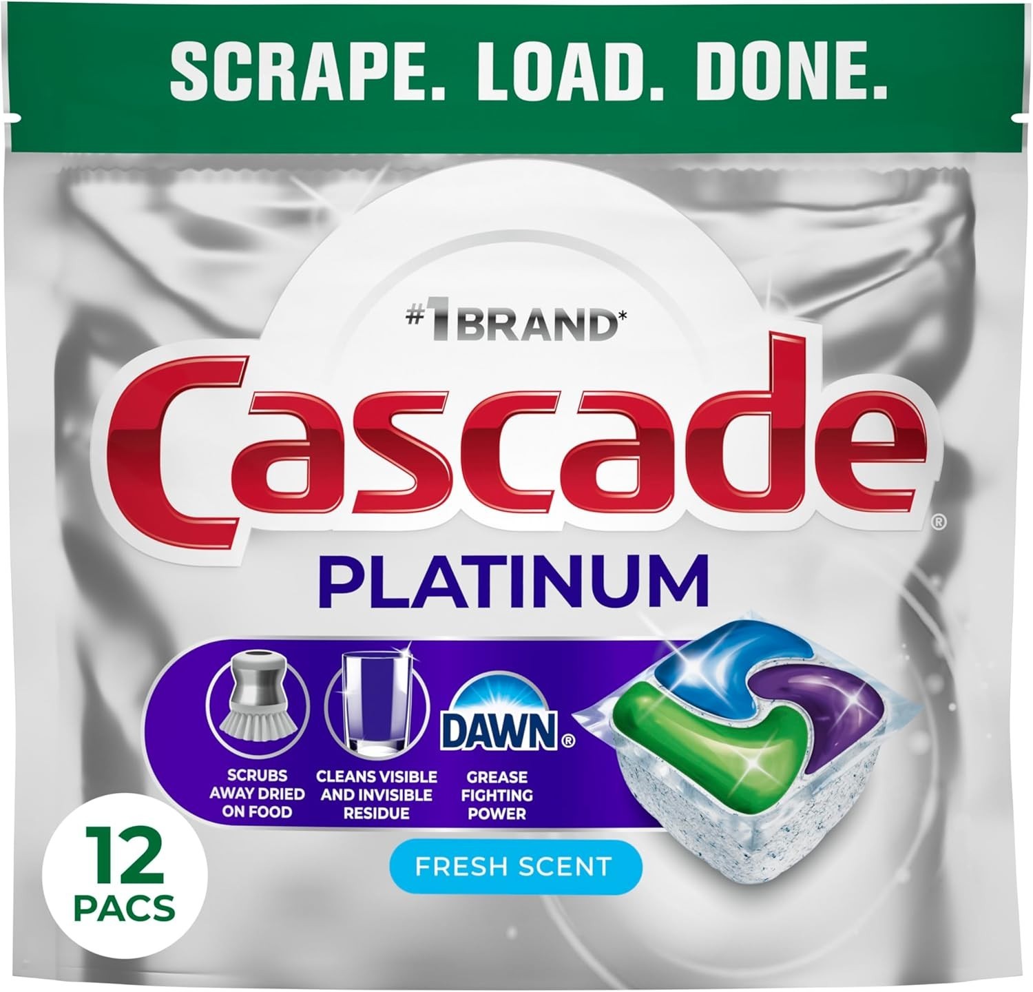 Cascade Platinum Dishwasher Pods, 12 Count Fresh Scent Automatic Dish Detergent