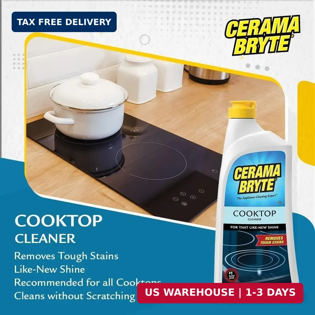 Cerama Bryte Combo Kit Pads & Removes Tough Stains Cooktop and Stove Top Cleaner