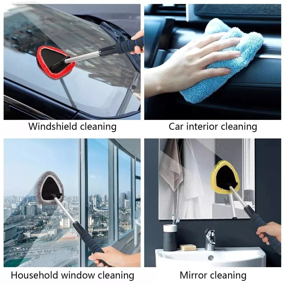 Windshield Cleaning Tool Kit Car Window Glass Wiper Cleaner Brush Pad Extendable