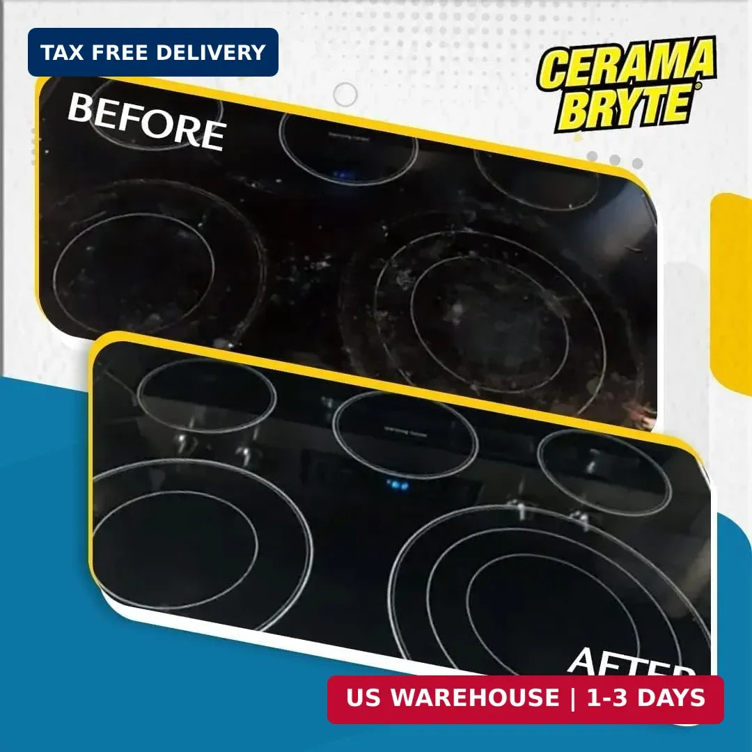 Cerama Bryte Combo Kit Pads & Removes Tough Stains Cooktop and Stove Top Cleaner