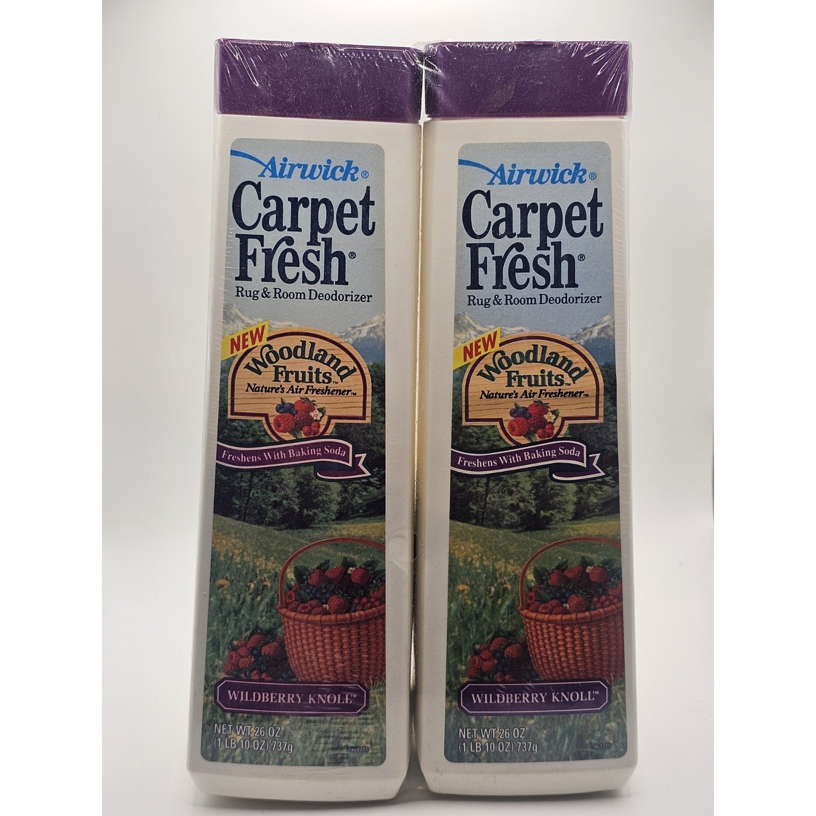 2 Pack Vintage 1994 Airwick Carpet Fresh Deodorizer Wildberry Knoll Sealed 26oz