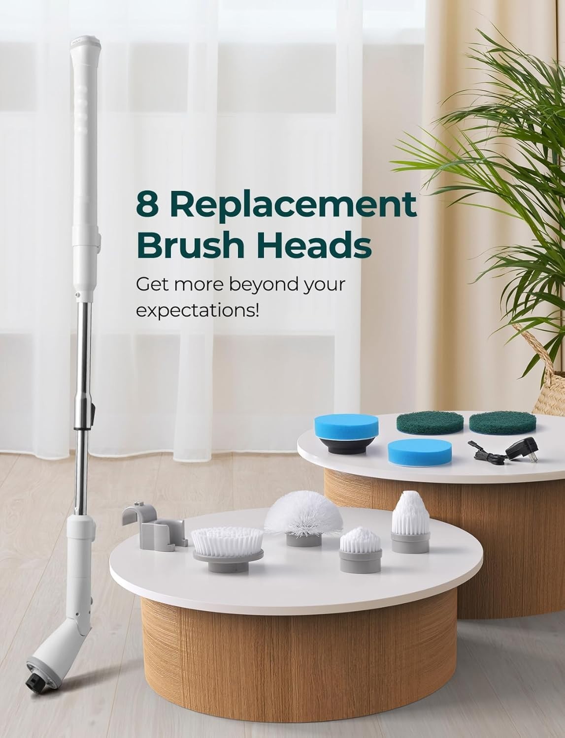 Electric Spin Scrubber for Cleaning, Shower Scrubber with Long Handle, 2 Spin…