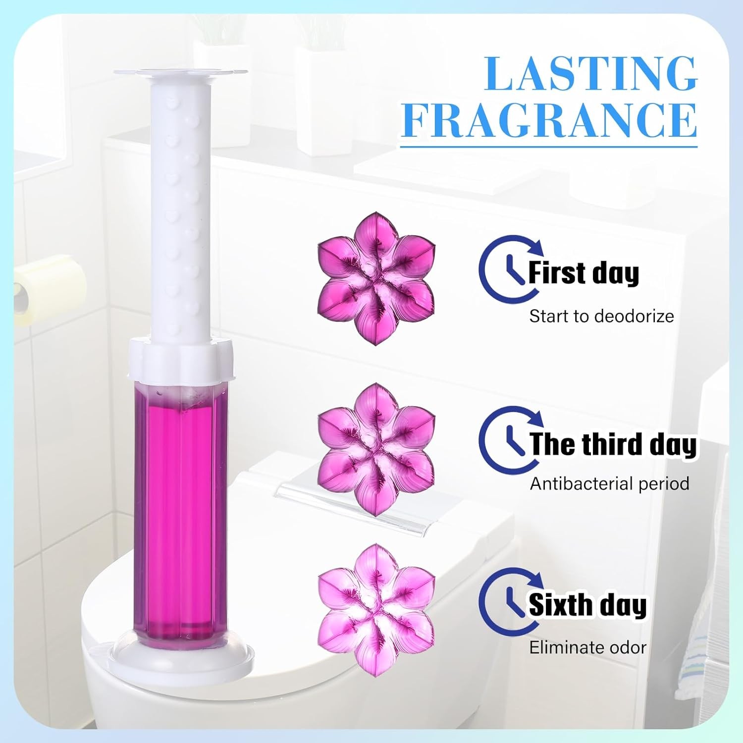 Toilet Bowl Gel Stamps 8 Pcs Flower Scented Cleaner Stain Remover Stickers