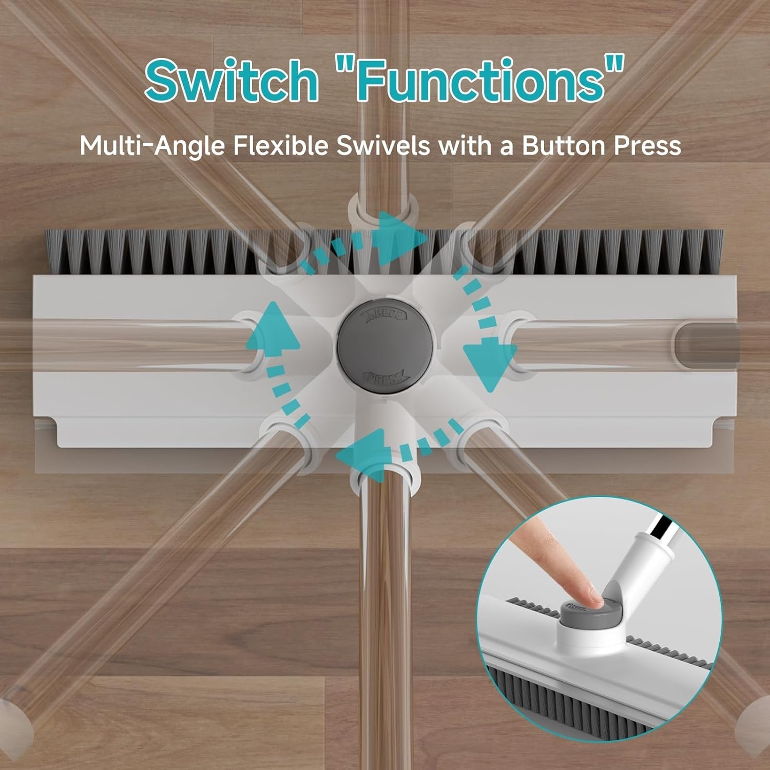 Floor Scrub Brush with Long Handle Adjustable 3-in-1 Heavy-Duty Floor Cleaner
