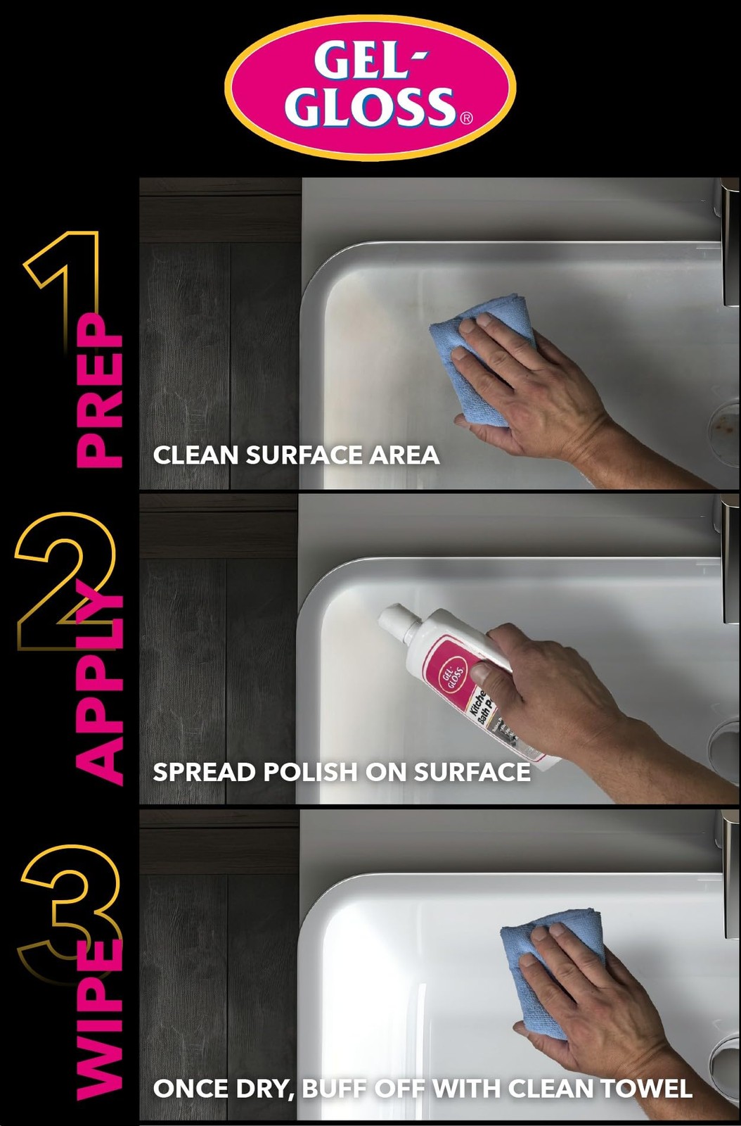 Gel-Gloss Home Kitchen & Bath Polish | Carnauba Cleaner Wax Formulation | Rem…