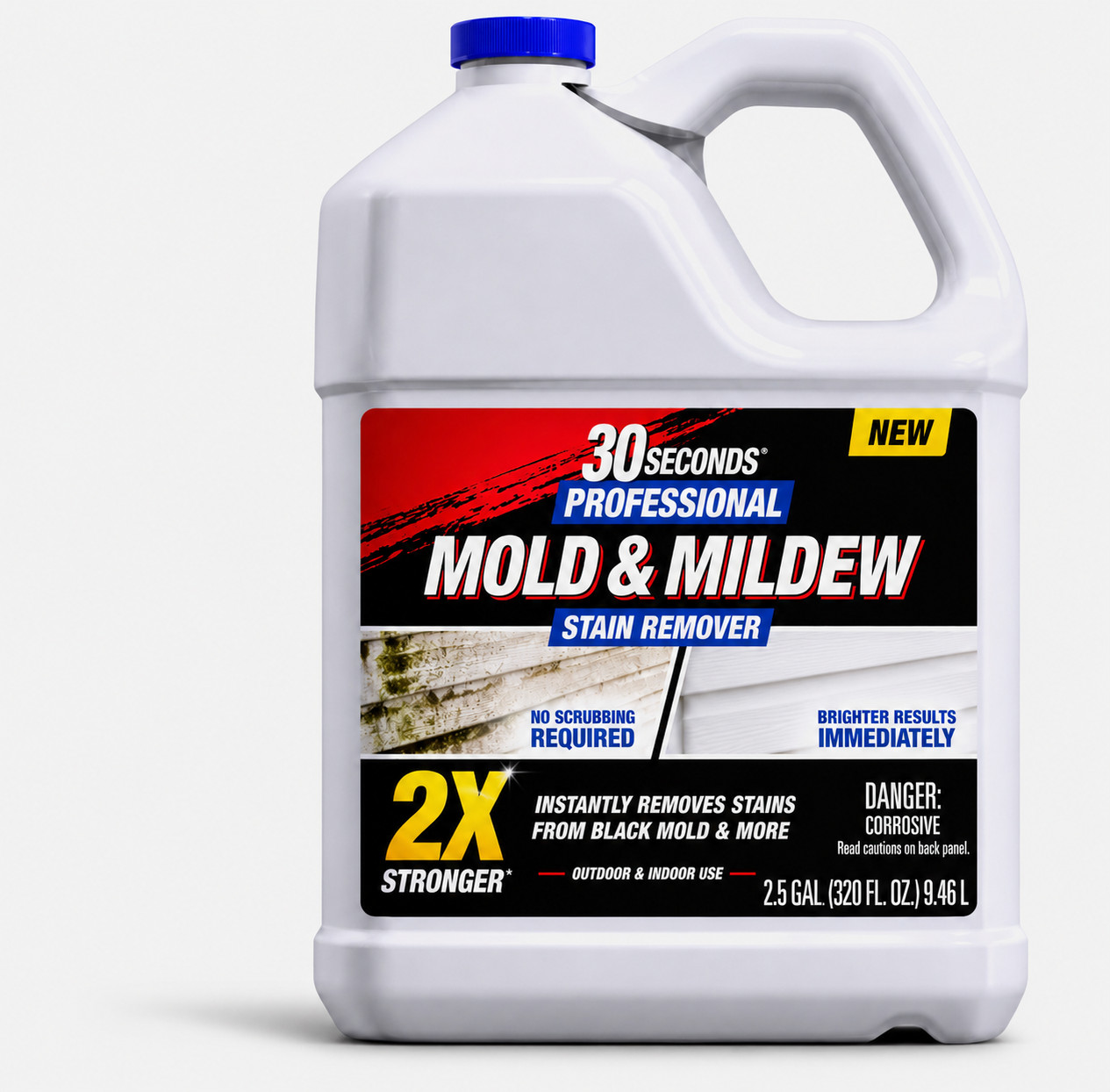 2.5 Gal Professional Outdoor Cleaner | Mold and Mildew Stain Remover 30 Seconds