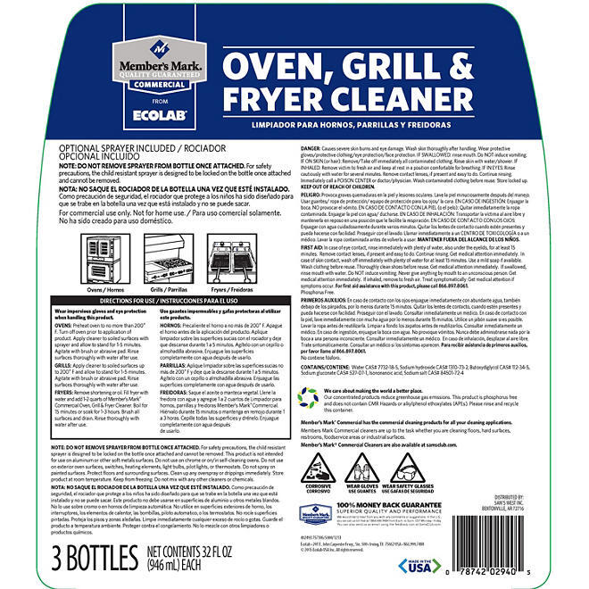 3 PK Restaurant Commercial Oven, Grill and Fryer Cleaner 32 oz. Free Shipping