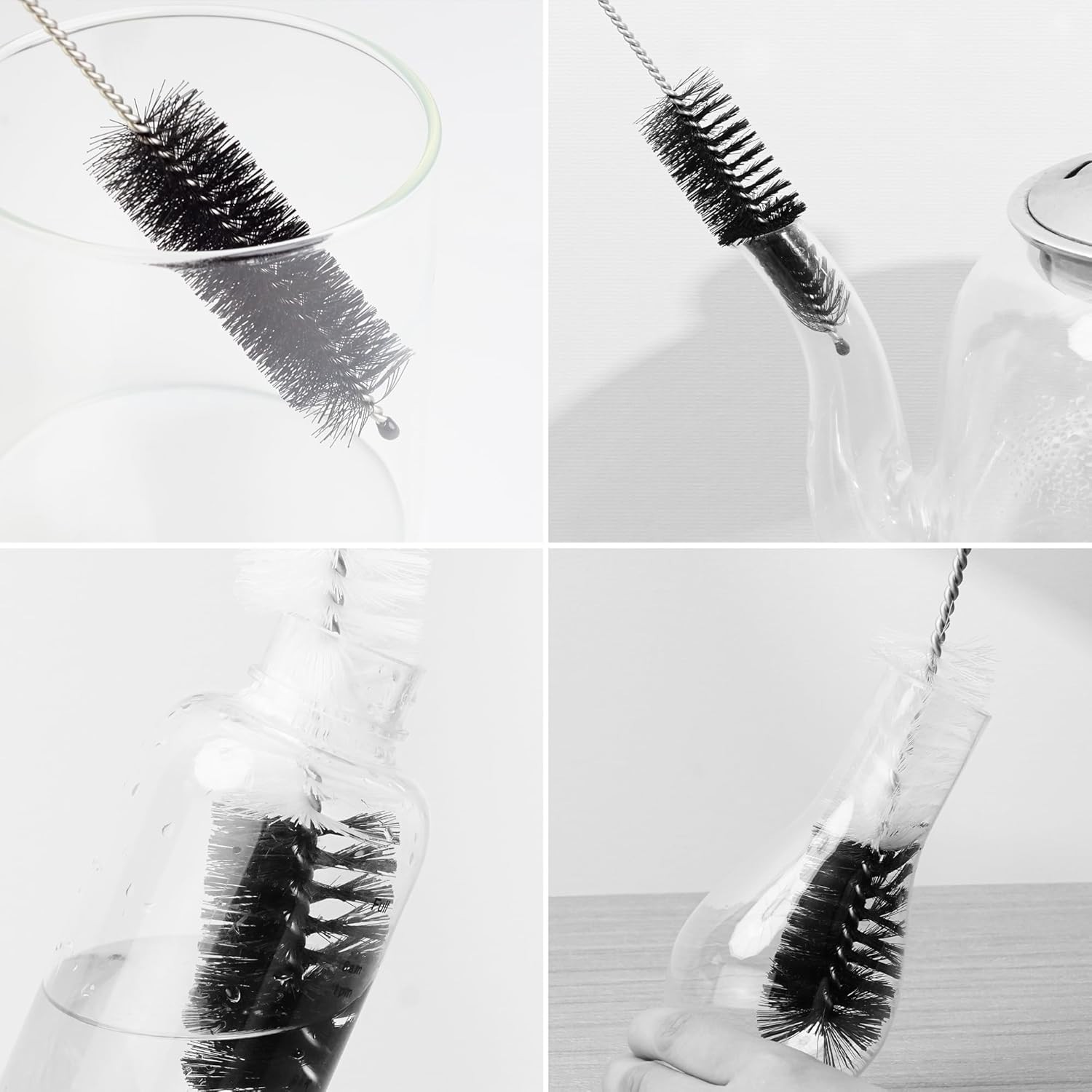12Pcs Glass Tube Pipe Cleaners Brush Kit,Long Nylon Straw Brush for Glass Fun…