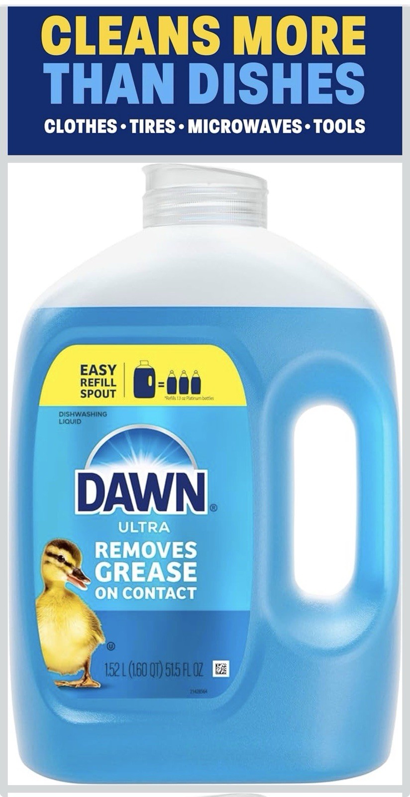 Dawn Ultra Original Dish Soap Refill Jug Blue Liquid Grease Fighter 51.5 Oz