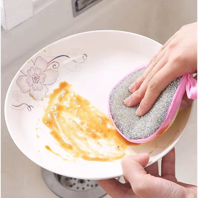Double-Sided Scouring Pads Dish Pan Washing Sponge Kitchen Cleaning Tool