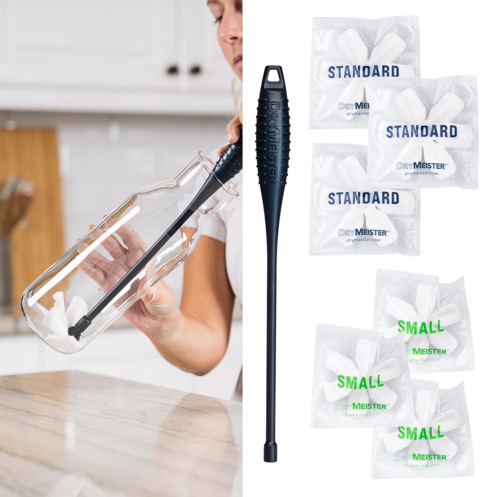 Drying Wand – Narrow Container Dryer ( 1.25″ Opening) – Water Bottle, Carafe,…