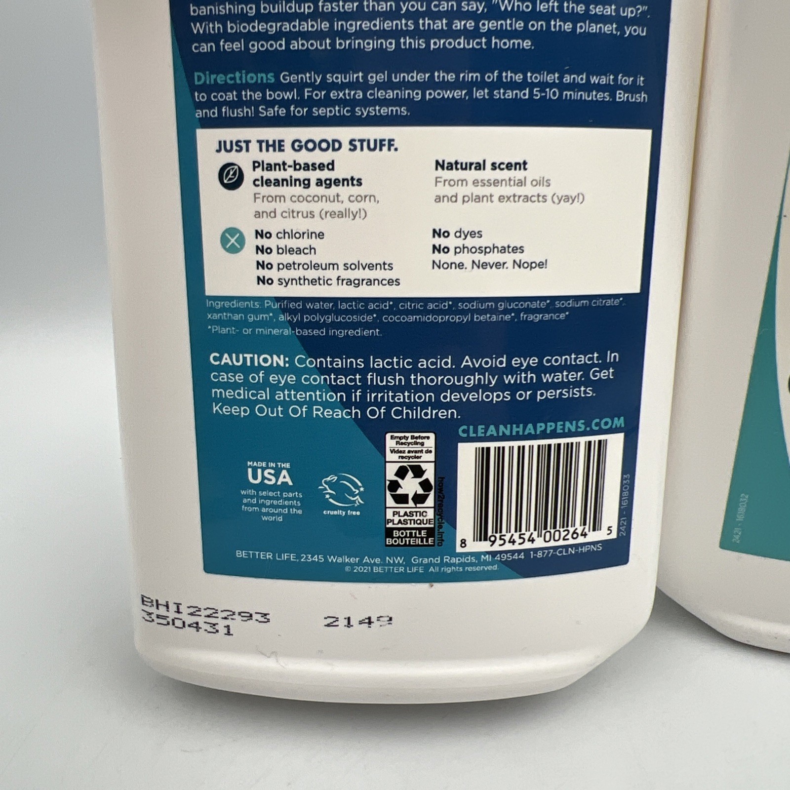 2 PK 24 Oz, Natural Toilet Bowl Cleaner Gel, Tea Tree & Peppermint, Plant-Based