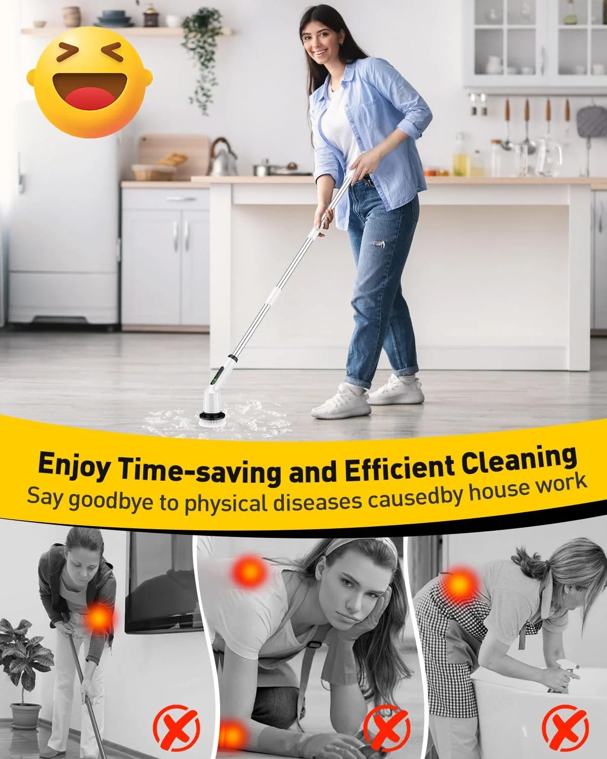 Electric Spin Scrubber for Cleaning Bathroom, Shower Scrubber Cordless Cleaning