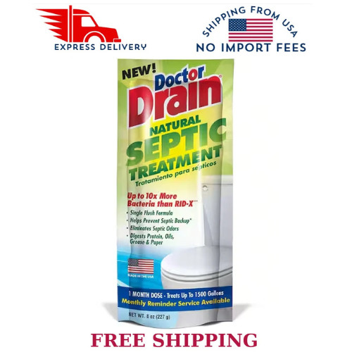 Doctor Drain Septic Tank Treatment for Toilets Sinks and Drains 8 oz.