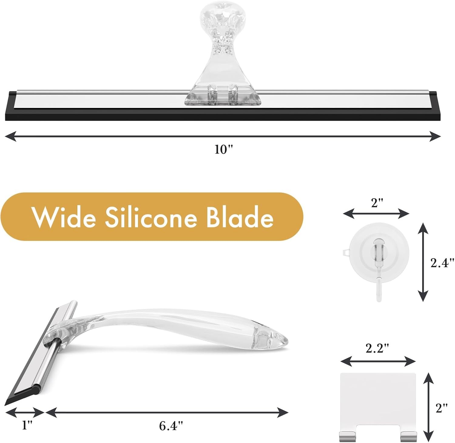 Shower Squeegee for Glass Doors,Clear Squeegee – 10 Inches, Clear