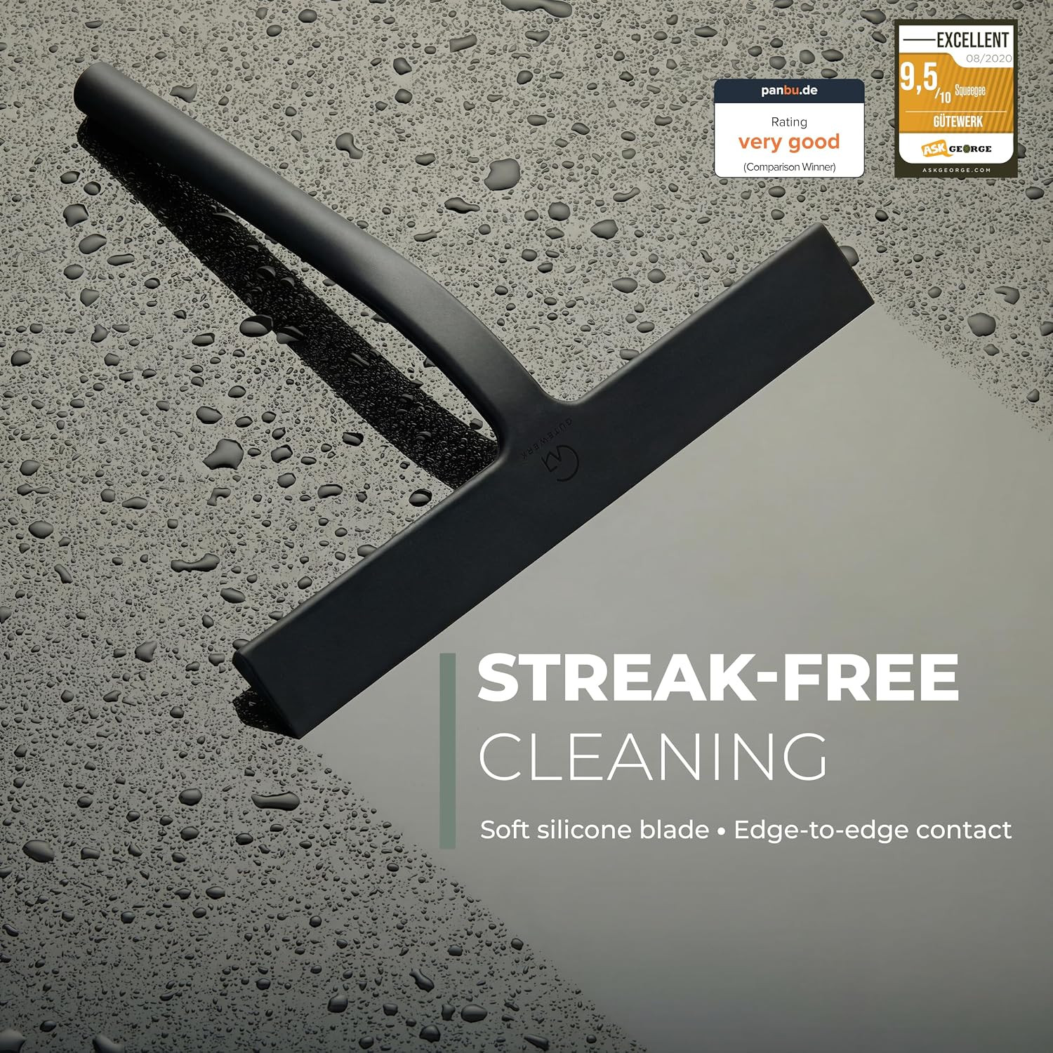 Silicone Shower Squeegee 11″ Black Stainless Steel Core Glass Mirror Window