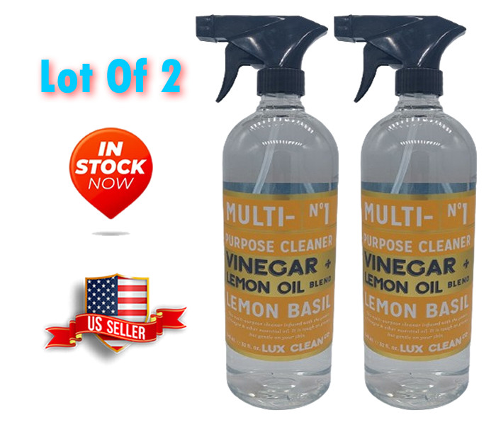 2 Lux Clean Vinegar & Lemon Oil Basil No 1 Multi-Purpose Spray Cleaner 32 fl oz