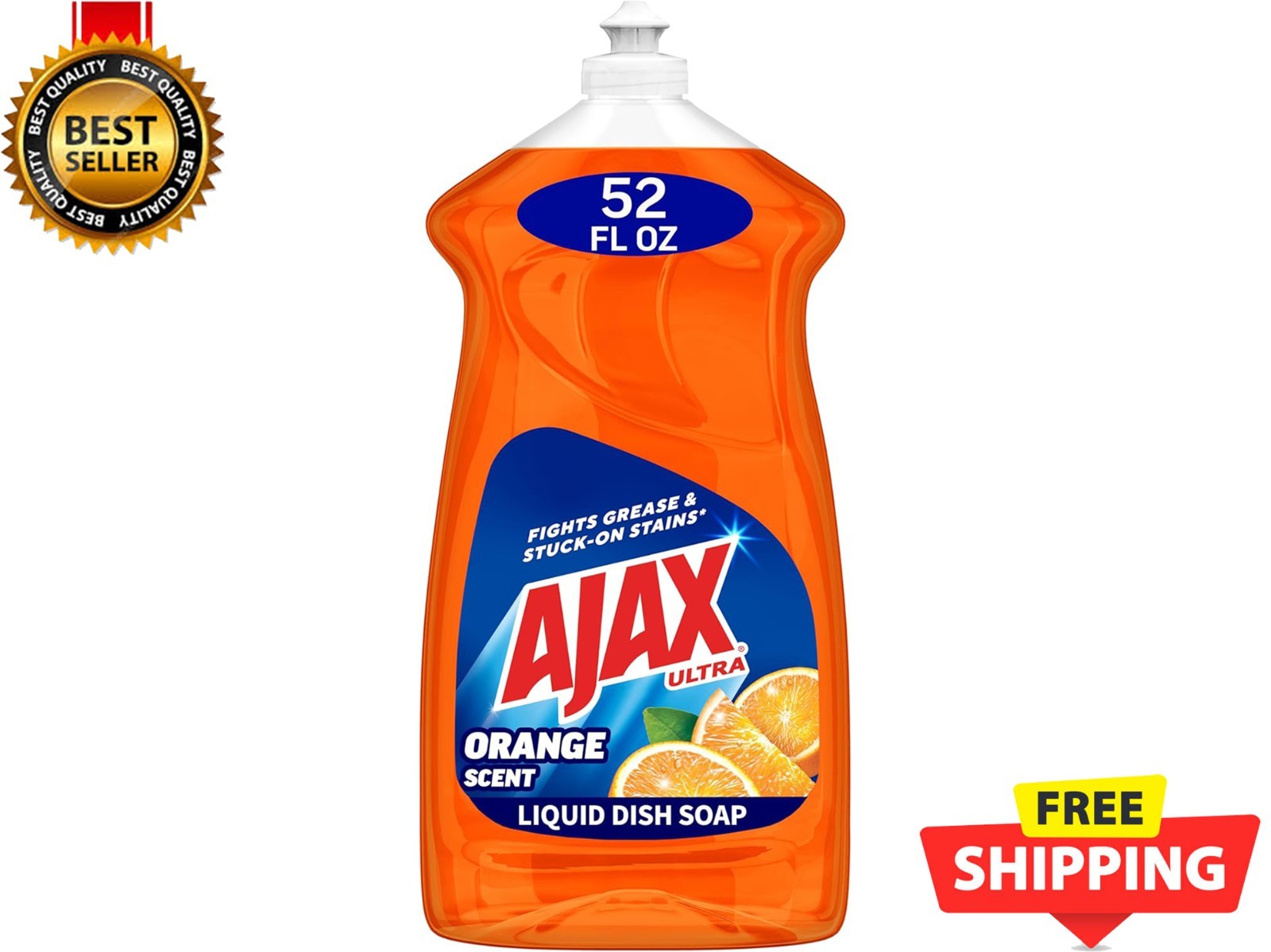 Liquid Dish Soap Orange Scent Triple Action 52 fl oz Mess-Free Easy-Flip Cap