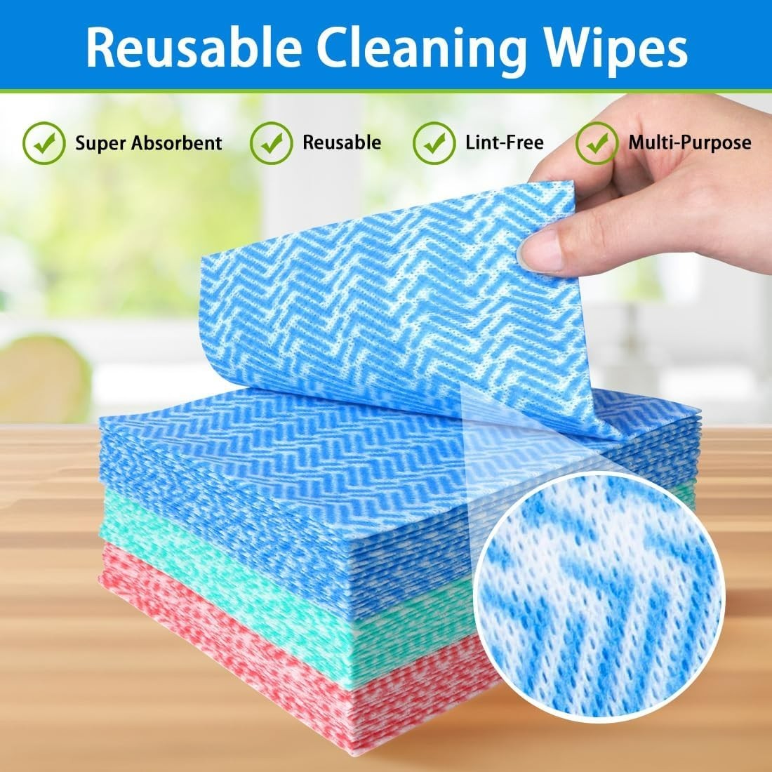 Versatile 12×12 Multi-Purpose Cleaning Wipes, 50pk Lint-Free for Home & Kitchen