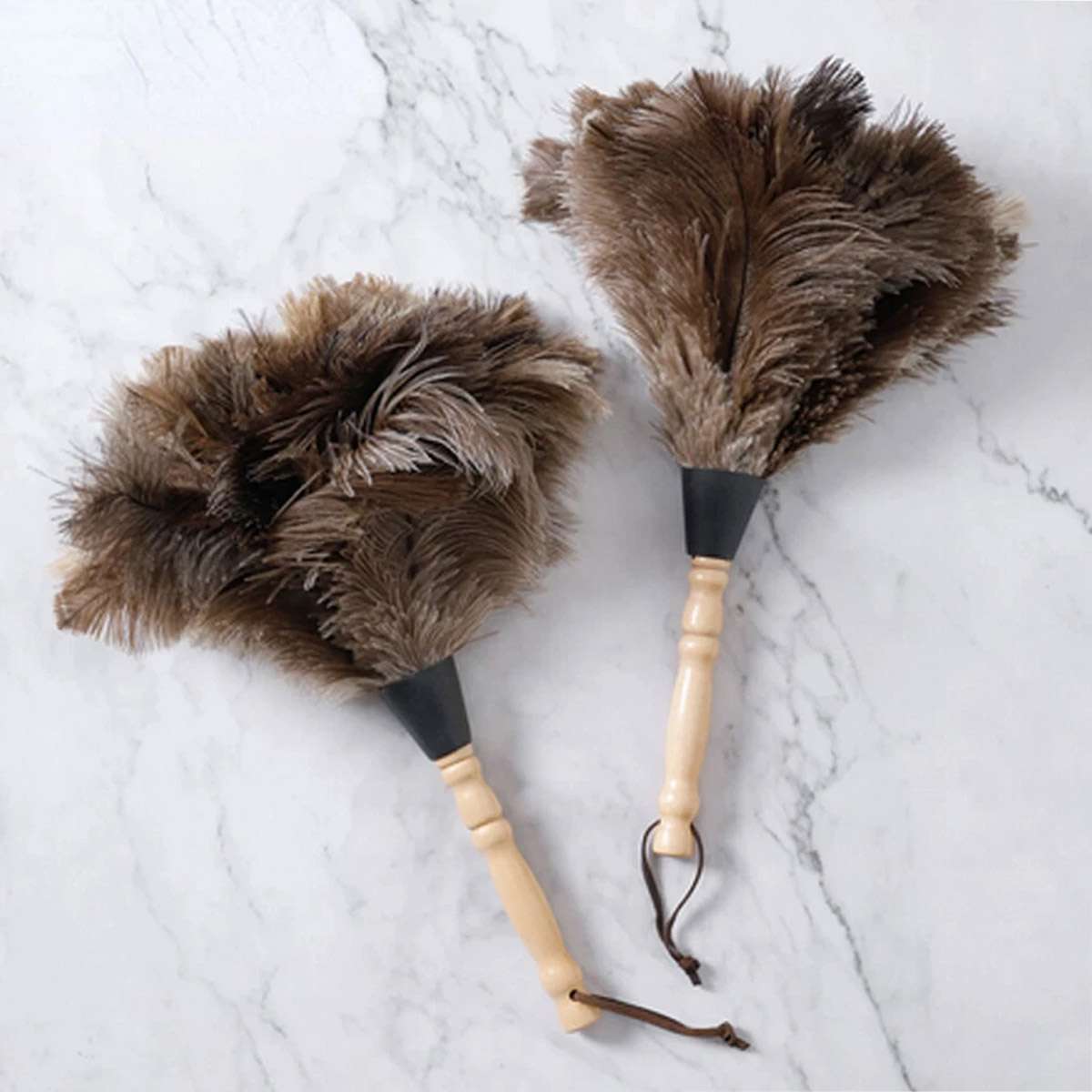 2Pcs 16″ Ostrich Feather Duster Durable Dust Collecting Cleaning Tool In Wool US