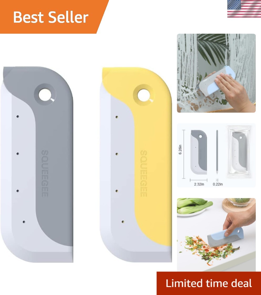 2 Pack Mini Rubber Squeegees for Effortless Kitchen & Bathroom Cleaning