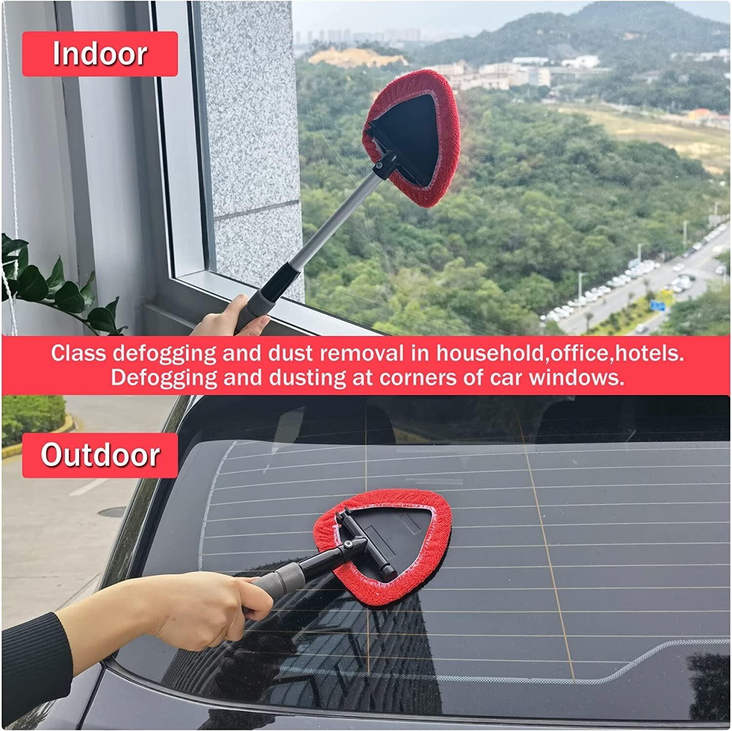 Extendable Car Window Glass Wiper Cleaner Brush Windshield Cleaning Tool Kit