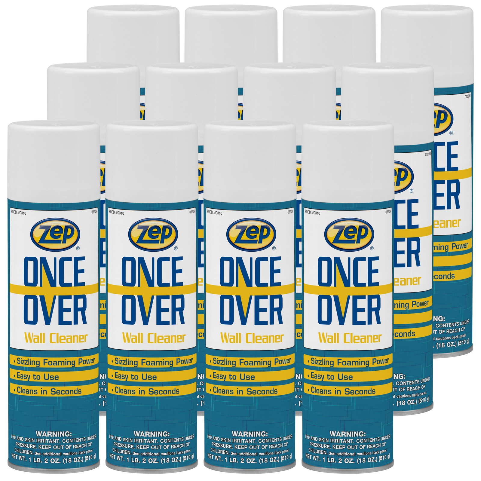 Zep Once Over Wall Cleaner – 18 oz (Case of 12) – 31001 – Sizzling Foaming