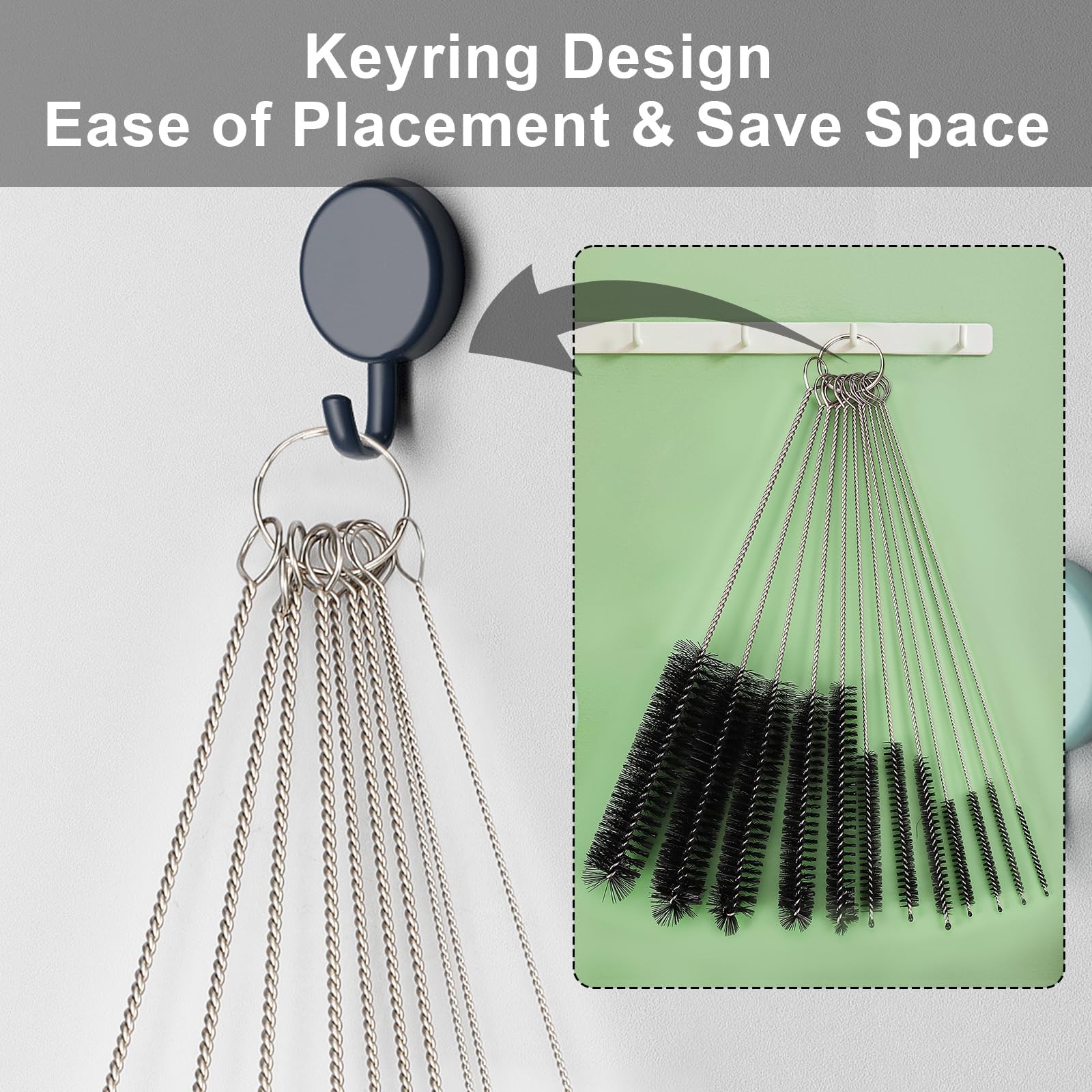 Straw Cleaner Brushes Sets, 12 Pieces 8.2 Inch Botthle Cleaning Brush and Nyl…