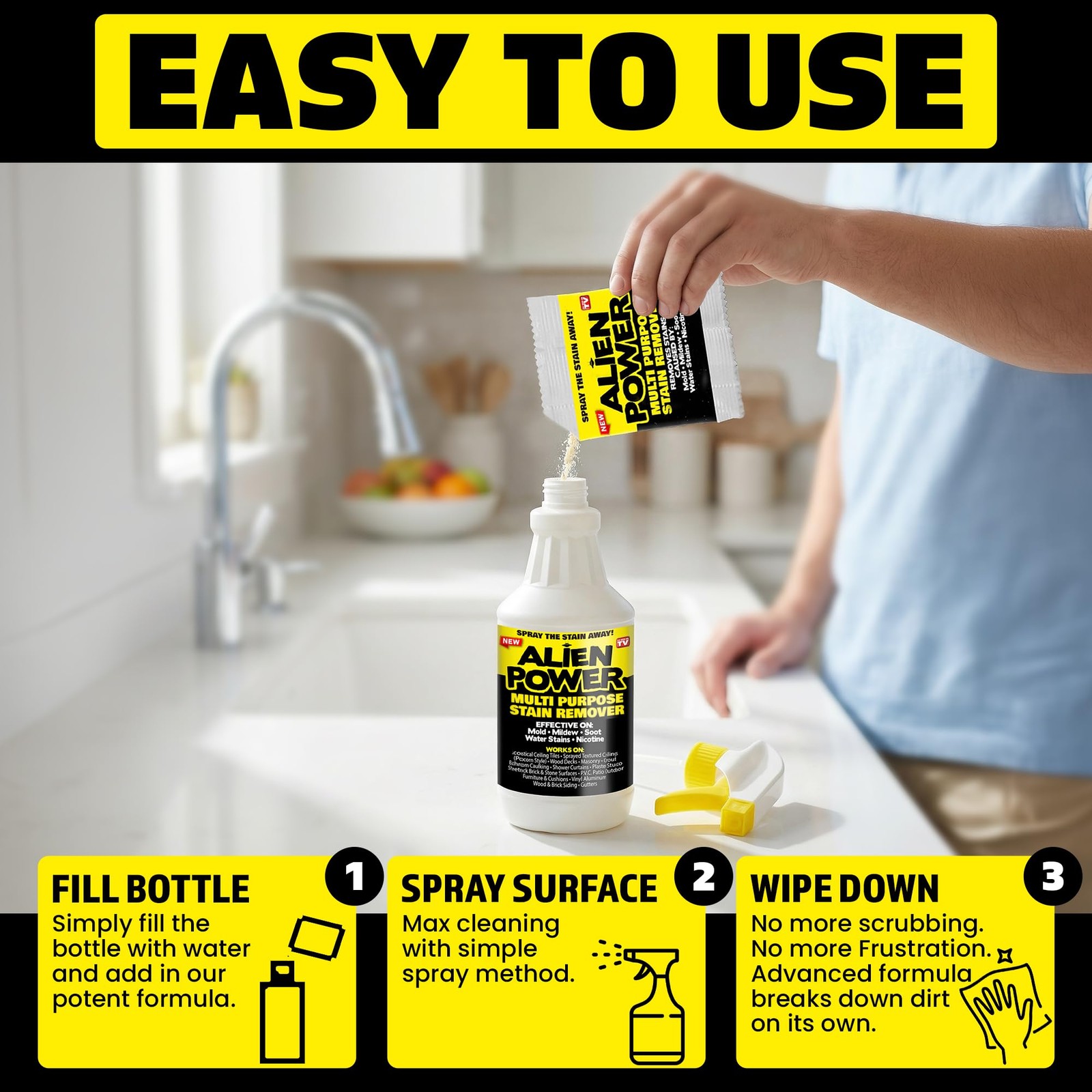 Alien Power Instant Stain Remover Spray for Mold and Mildew and Grout, All Pu…