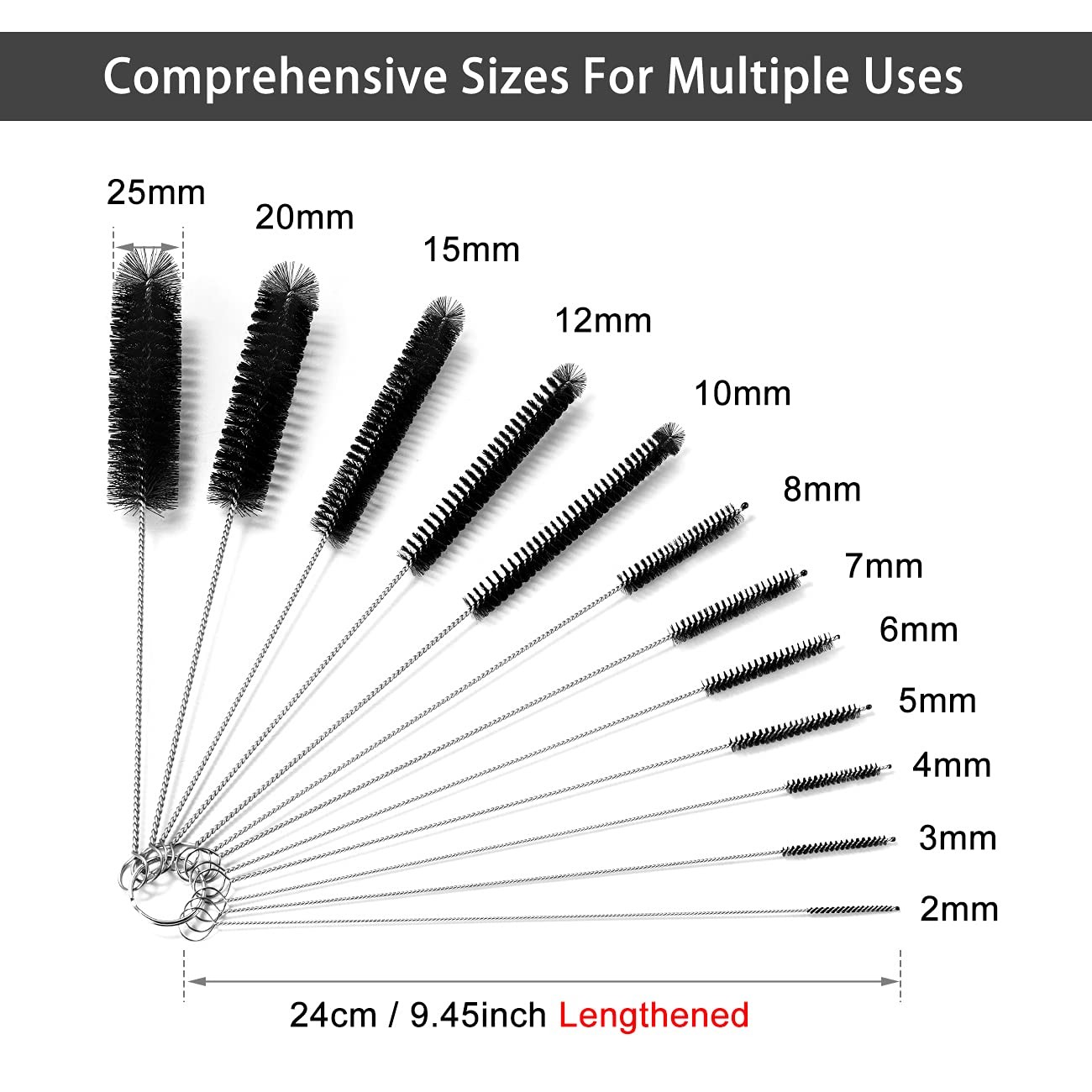 9.5 Inches Long Straw Cleaner Brush Set, 12 Pack Straw Pipe Cleaner Brush Set…