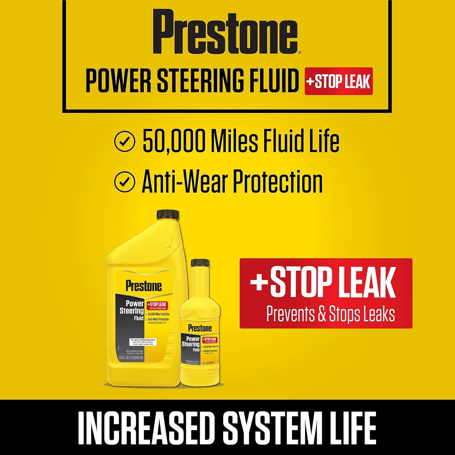 AS262 Power Steering Fluid with Stop Leak, 50,000 Miles, 12 oz.