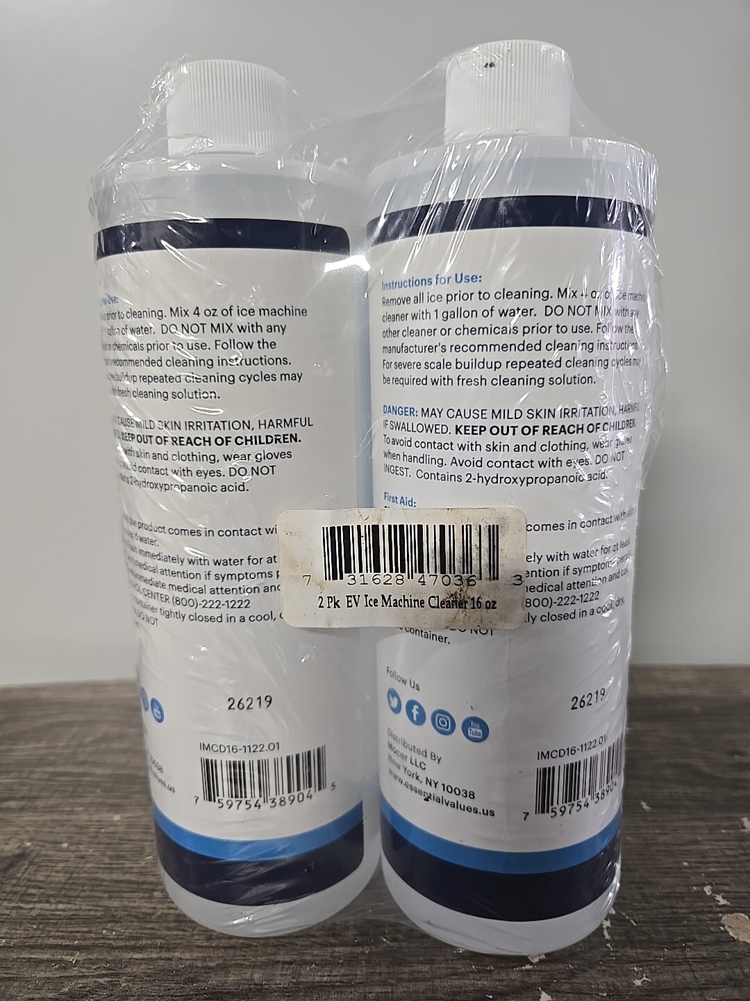Essential Values Ice Machine Cleaner, Nickel Safe Descaler 2 Pack, 16 fl oz Each