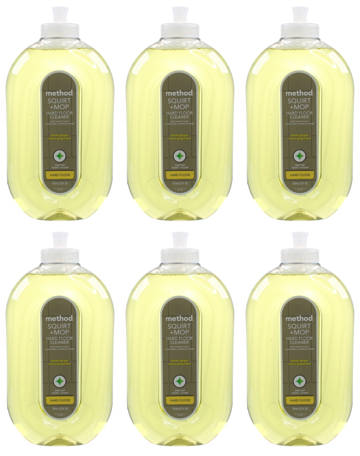 (6) METHOD SQUIRT + MOP LEMON GINGER HARD FLOOR CLEANER 25 FL OZ EA