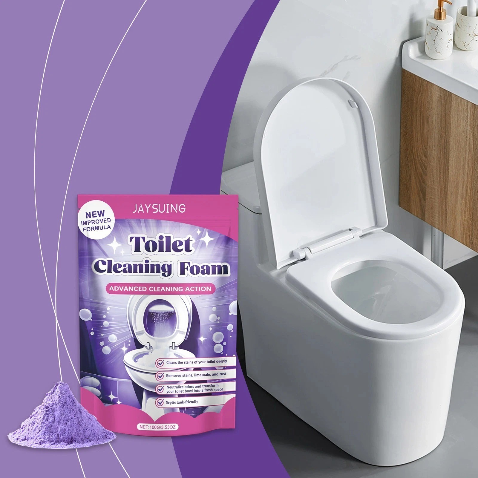 Fizzclean Toilet Foam Cleaner, Toilet Cleaning Foam Insta-Action 100g