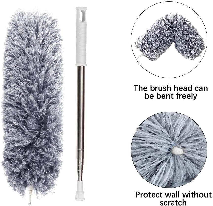 Feather Cleaning Duster with Handle Telescoping Extendable 100″ Extra Long Pole