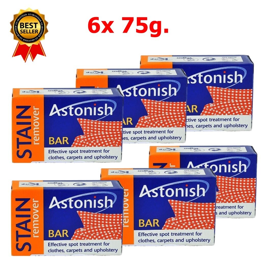 6x Astonish Stain Remover Bar Clothes Carpet Upholstery Pre Laundry Fabric 75g.