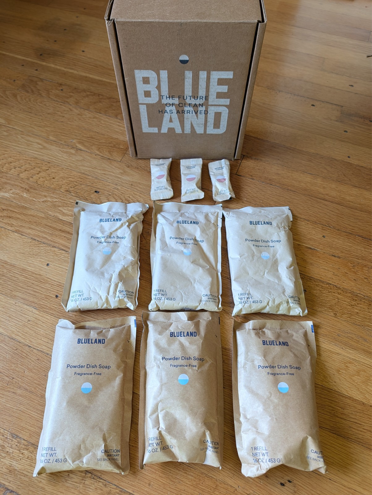 6x Blueland Powder Dish Soap 16oz Each + 3 Bathroom Cleaner Tablets Eco Friendly