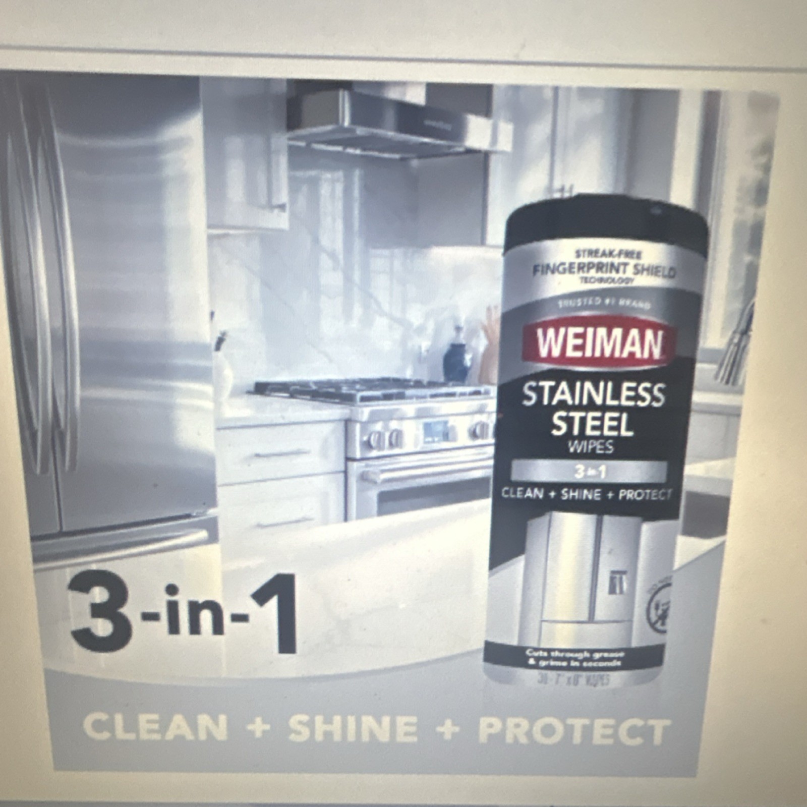 Weiman Stainless Steel Wipes 3-in-1 Clean Shine Protect Streak-Free 30 Pack