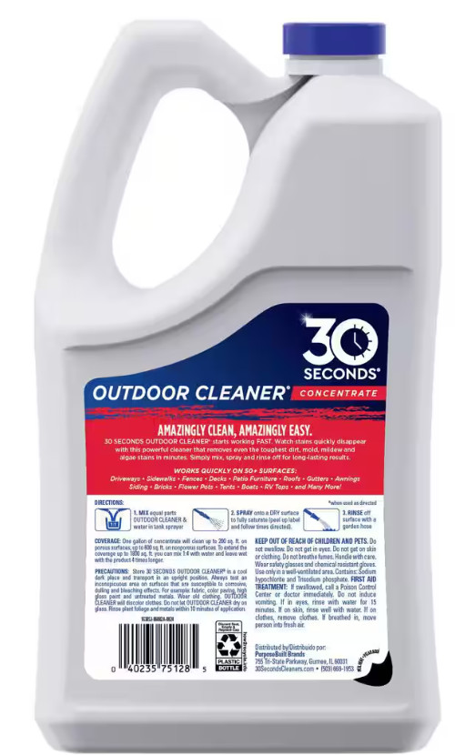 30 Seconds Outdoor Cleaner Concentrate Makes 2 Gallon, Plant Safe – 1 Gallon